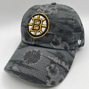 Boston Bruins 47 Brand Hat Cap Strap Back Black Floral Tropical Hawaiian NHL NEW